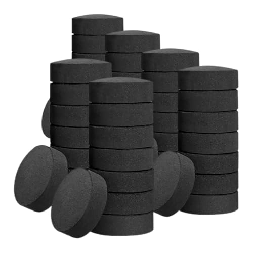 DOITOOL 70 Pastillas de Carbón Vegetal Multifuncional para Fuego Carbón para Barbacoa al Aire Libre Fácil Encendido Tamaño 40 MM Bolsa de 70 Unidades Adecuado para Camping y Estufa