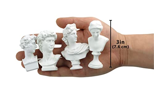 Transgood 4Pcs/Set Classic Mini 2.7” Greek Bust Resin Sculptures And Statues, Home Décor, Mini Statues Decor For Shelves, David Venus Apollo Medici, Greek Mythology Decor #TOP4