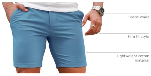 Image of GINGTTO Mens Slim Fit Shorts Plaid Chino Short Tapered Leg Skinny Stretch