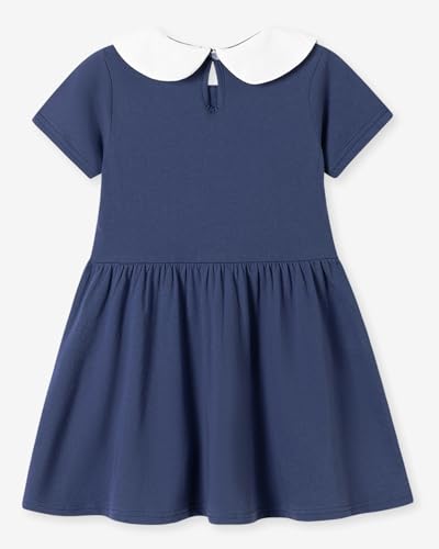 Image of Girls Cotton Long Sleeve Casual Cartoon Appliques Striped Jersey Dresses