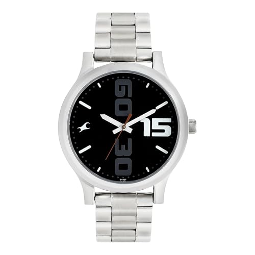 Fastrack Bold Quartz Analog Black Dial Silver Stainless Steel Strap Watch for Guys - NT38051SM04