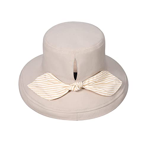 Myfsma Wide Brim Womens Sun Hat, Fishing Hats Uv Protection Bucket Hat, Fisherman Packable Cute For Travel (Beige) #TOP2