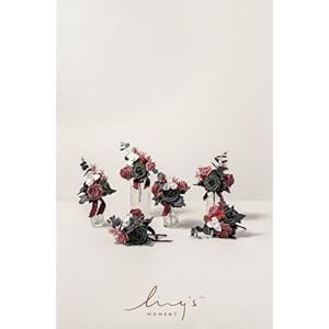Ling's Moment Burgundy Black Wedding Flowers Mini Bridesmaid Bouquets Set of 6 Pre-Made Small Floral Maroon Gothic Wedding Rose Goth Centerpieces Halloween Lings Moment Burgundy Black Wedding Flowers Mini Bridesmaid Bouquets Set of 6 Pre Made Small Floral Maroon Gothic Wedding Rose Goth Centerpieces Halloween
