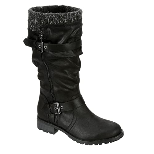 XAPPEAL Chelsey - Women's Tall Knee High Fashion Riding Boots with Buckle Accent Black, Size 11.0 Medium Width