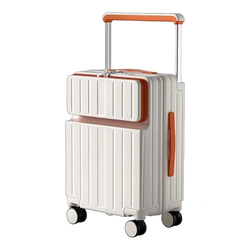Light Weight Travel Luggage with Wheels, Carry on Luggage with Front Pocket, Waterproof Suitcase USB Port Cup Holder Side Hook, Durable (Orange, 22in)