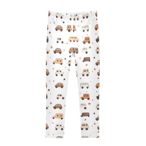 Wusikd Cute Cars Girls' Leggings Toddler Doodles Stars Kids Yoga Pants Dance Active Tights 4T