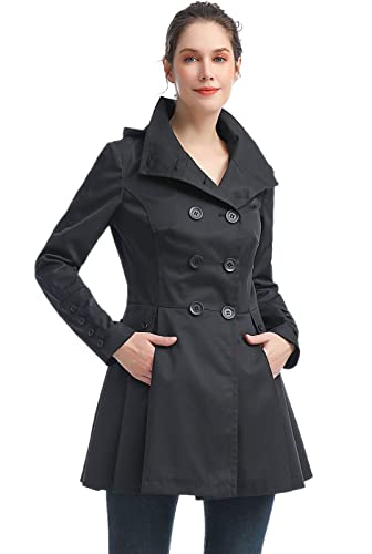 BGSD Women's Black X-Large Fit & Flare Waterproof Hooded Trench Coat - Image 2