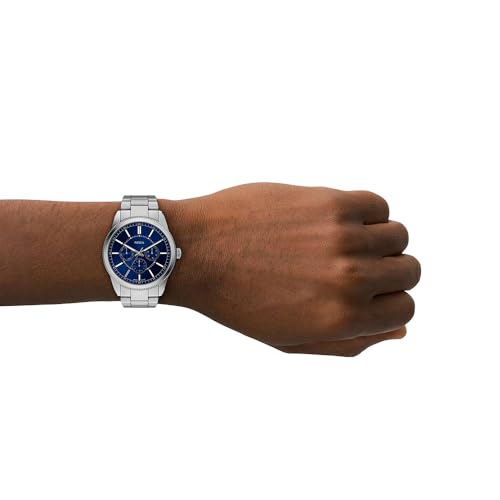 Fossil Pearson Montre Homme, Mouvement Multifonction Quartz avec bracelet en acier inoxydable ou cuir, Bleu et argent clair, 42 mm – vue 6
