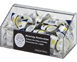 60-Pair Foam Ear Plug Dispenser No lid, WHITE HEAVY-DUTY PLASTIC, table or wall mount, (also holds 12-Pair Safety Glasse