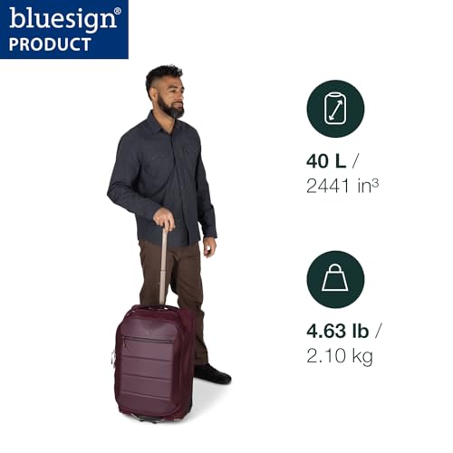 Osprey Ozone 2-Wheel Carry-On - Lightweight Carry-On Luggage with Oversized Wheels and Trolley Handle - Rolling Travel Suitcase for Air Travel, Overhead Compartments and Weekend Trips, Black2