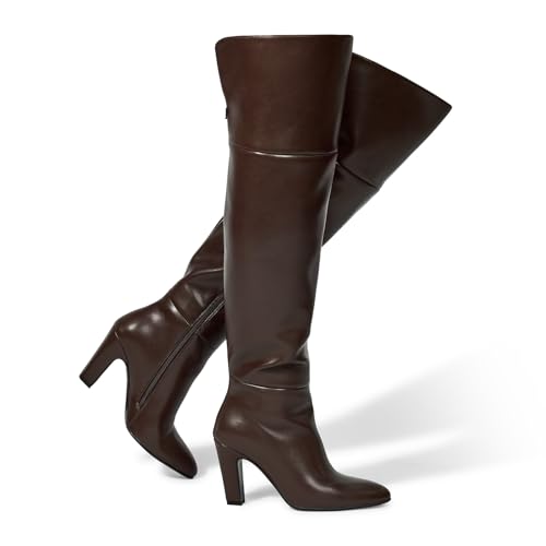 Image of wetkiss Thigh High Boots for Women, Over the Knee Boots with Chunky Heel, Side Zipper, Wide Calf Design, Stylish and Comfy