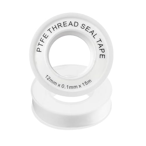 Shenlee 2 Pcs Plumbers Tape PTFE Tape Pack Teflon Plumbing Tape PTFE Thread Seal Tape Teflon Plumbing Tape For Prevent Leakage of Pipes Shower Head and Sewers(12mm x 15m White)