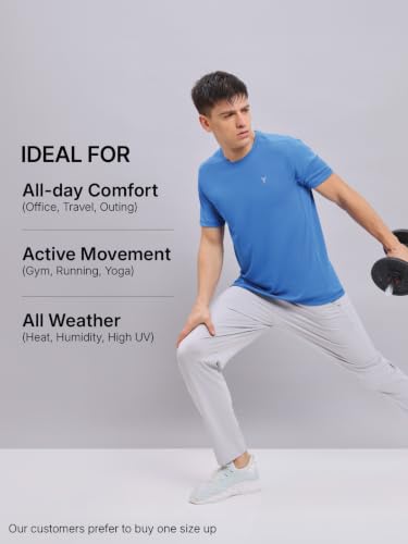 Image of TECHNOSPORT Men's Slim Fit Polyester Activewear Sports T-Shirt with Moisture-Wicking Comfort for Workout, Running & Gym
