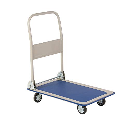 LUCKYERMORE Platform Truck Hand Flatbed Push Dolly Cart Folding Heavy Duty Rolling Cart with 4 Wheels, 330 lbs Weight Capacity