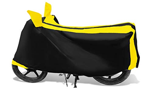 Image of Auto Hub Bike Cover Compatible with TVS Apache RTR 160 with Mirror Pocket, Dustproof, Heat Resistant, Triple Stitched, Apache 160 Bike Cover- Black, Yellow