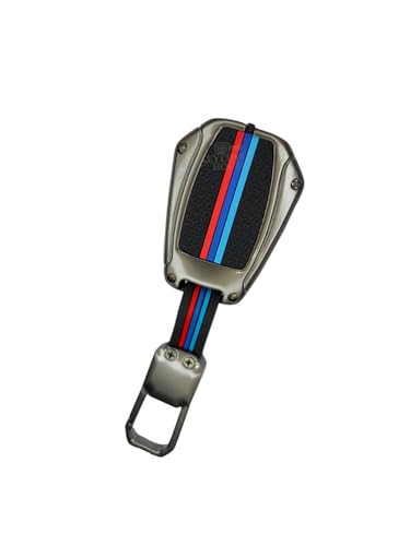 Image of Metal Striped Key Cover and Key Chain Compatible for Mercedes Benz C E M S CLS CLK GLK GLC G Class Car 3 Button Smart Key I Stylish Look I Full Protection