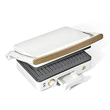 Beautiful 2-in-1 Panini Press & Grill, White Icing by Drew Barrymore – Compact Electric Grill & Sandwich Maker with Nonstick Plates, Opens Flat for Grilling, Easy to Clean, Modern Countertop Design