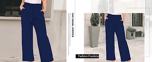 Image of FRAULEIN Women's Western Stylish Trousers Relax Fitting Belted Wide Leg [S - 5XL] Size Pants
