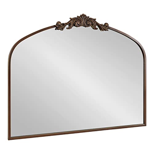 Image of Kate and Laurel Arendahl Ornate Traditional Arched Mirror; 36 x 29; Bronze; Decorative Baroque Style Arched Wall Mirror with Wide Frame and Ornamental Crown