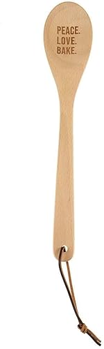 Santa Barbara Design Studio Cuchara de madera de azúcar de mesa, 12.5 pulgadas de alto, paz. amor. Hornea