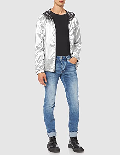 Armani Exchange Men's Reversible Shiny Metallic Linear Logo Nylon Jacket2