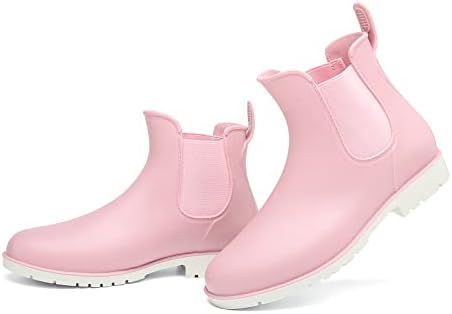 Geweo Halbhohe Chelsea-Stiefel für Damen, Wasserdichte, rutschfeste Regenstiefel für Damen, Reitstiefel für Damen und Herren, Gummistiefel in Lederoptik, 35-43 EU