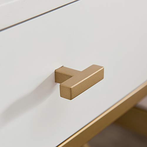 Image of Leick Home Claudette Nightstand Side Table, 24 inch, White, Gold