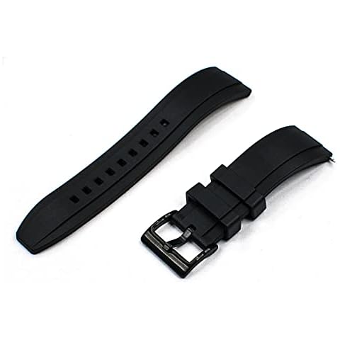 Real Rubber FKM Quick Release Dive Watch Strap Watch Band 20mm 22mm (Black w/ Black Buckle, 20mm) Cover