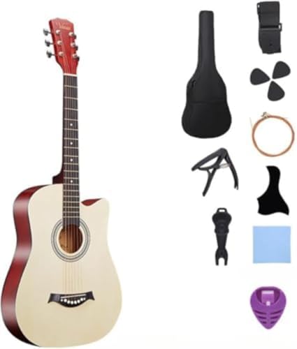 BQQB 38インチ 入門練習ギター 学生 子供 大人用 初級ーセット アコギ クラシックギター 弦 チューナー ギタースタンド・ソフトケース・簡易教則 (ブラウン)