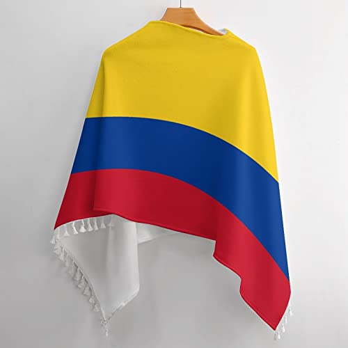 Colombia Flags Tassel Poncho Shawl Cape Wraps For Women3