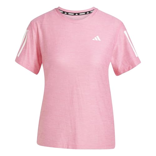 adidas Camiseta feminina Own The Run, Rosa lúcido/branco, PP