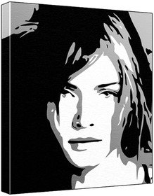 Amber Valletta (100% Original Painting. Not A Print ) Acrylic Paint On Deep Framed Canvas (60 x 50 x 1.8 cm) 3-Colour Black/Grey/White-image-25