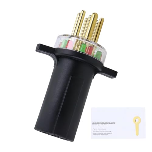 TOVOP auto 7865L 7-Way Round Pin Tractor Plug Tester Trailer Circuit | Connected to 7 Way Round Electrical Connector | Work on SAE J560 Style | Troubleshooting Through LED Lights