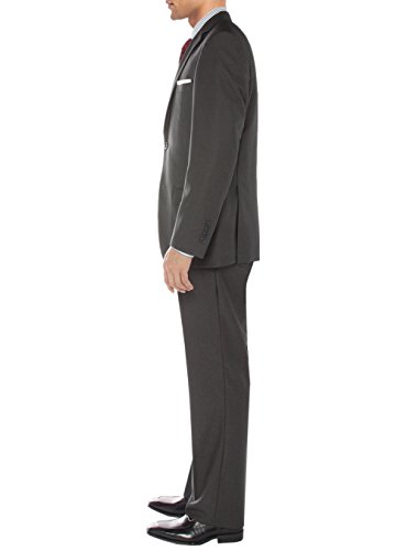 Salvatore Exte Men's Two Button Sharkskin 2 Piece Suit Modern Fit Jacket Pant3