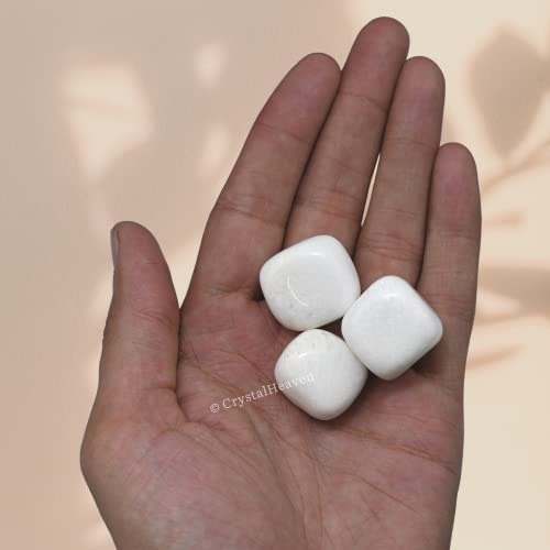 Image of Certified Scolecite Crystal Healing Tumbled Stone, Natural Polished Crystals for DIY Crafts, Manifestation, Meditation, Pooja Feng Shui and Reiki Healing (30 Grams)