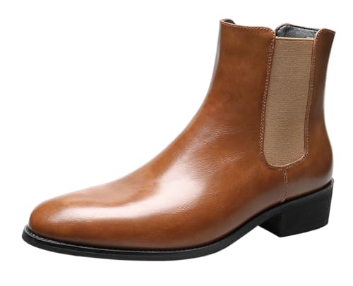 Santimon Chelsea Boots Men Formal Dress Leather Wingtip Ankle Boots Pull Up Prom Wedding Business Casual Chukka Boots Fashion Comfort Tuxedo Cowboy Boots for Men