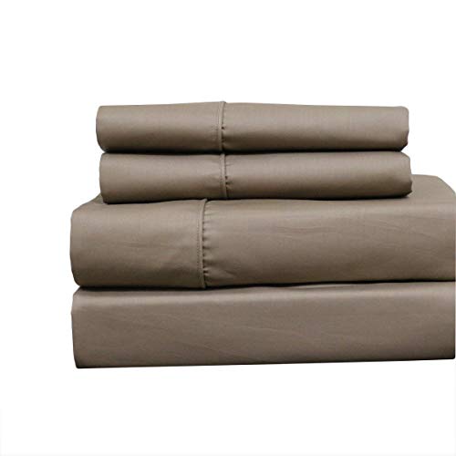 Royal Tradition Solid 650-Thread-Count, Cotton-Blend King 4PC Bed Sheets Set, Taupe