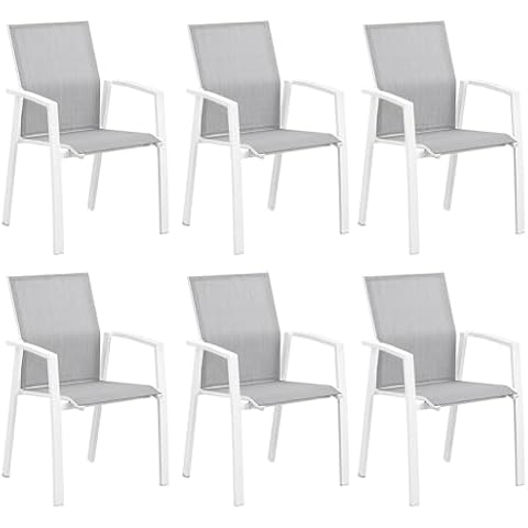 Wisteria Lane Patio Chairs Set of 6, Heavy Duty Aluminum Outdoor Dining Chairs with Breathable Quick Drying Textilene Fabric, Metal Stackable Outdoor Patio Furniture for Lawn Balcony Outside Cover