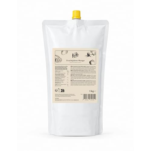 KoRo - Fruchtpüree Mango 1 kg - Ohne Zuckerzusatz - 100 % sonnengeküsste Mangos - Lecker für Currys & Desserts