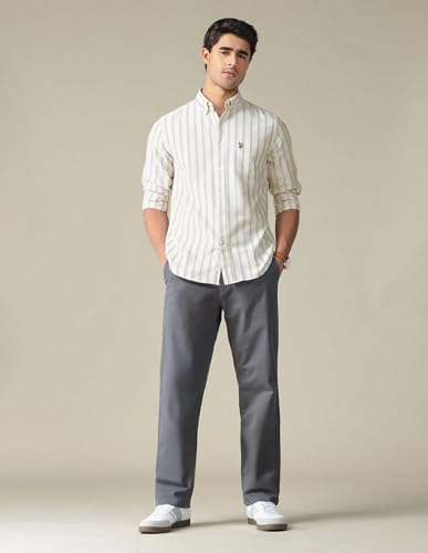 Image of U.S. Polo ASSN. Striped Tailored Fit Shirt for Men - 100% Cotton, Breathable & Comfortable, Full Sleeves Casual Shirt for Men