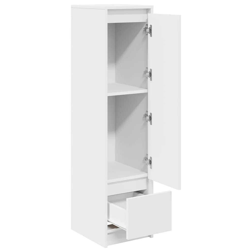 Aparador alto blanco de madera con espacio de almacenamiento práctico como armario auxiliar decorativo para el hogar