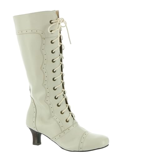 Masseys Women's Vintage Lace-Up Mid-Calf Leather Boot