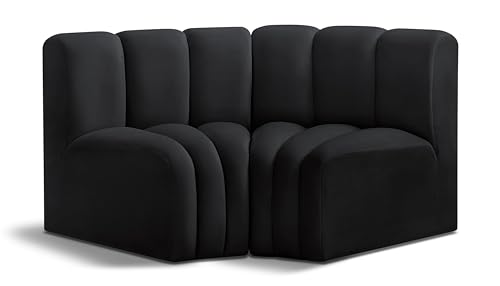 Meridian Furniture 103Black-S2B Arc Collection Modern | Contemporary Modular Sofa