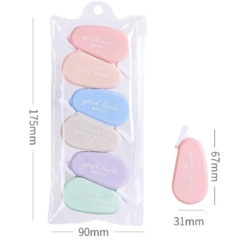 Loopunk Mini Correction Tape Correction Rollers Pocket Correction Tape 6 Pack Multicolor Elegant Unisex Fantasy 3mm 0.09kg Water Based Writing Correction Correction Tape - Image 2