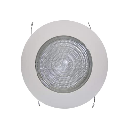 634 inch fresnel glass lens with white plastic shower trim - 60 watt max - for wet locations - shower glass can light trim - ul listed