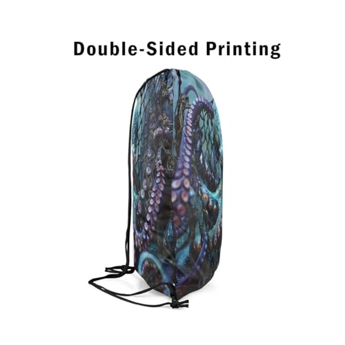 Feelyou Octopus Drawstring Backpack Ocean Kraken Gym String Bag Decor Tentacles Sports Drawstring Sackpack Sealife Sea Animal Drawstring Bags4