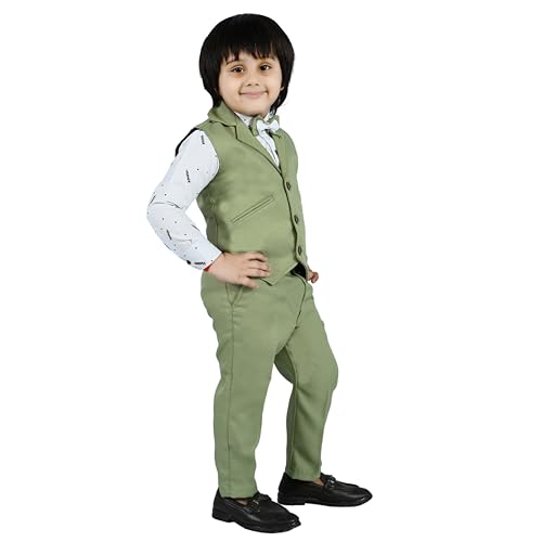 Image of Kids Ethnic Suit Set I 3 Piece Party Suit for Boys | Kids Suit Set Shirt, Pant & Waistcoat I Birthday Boys Party Dress