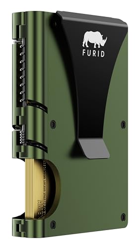furid Slim Card Wallet for Men: Minimalist Metal Wallet with Money Clip - RFID Front Pocket Credit Card Holder for Work Business Travel - Gift for Father Husband Male Friend