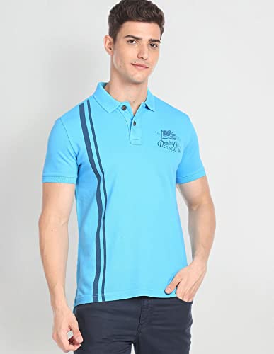 Image of U.S. POLO ASSN. Striped Slim Fit Polo T Shirts for Men - 100% Cotton, Half Sleeves Mens Tshirt