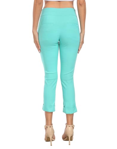 Image of HDE Pull On Capri Pants for Women with Pockets Elastic Waist Cropped Work Pants